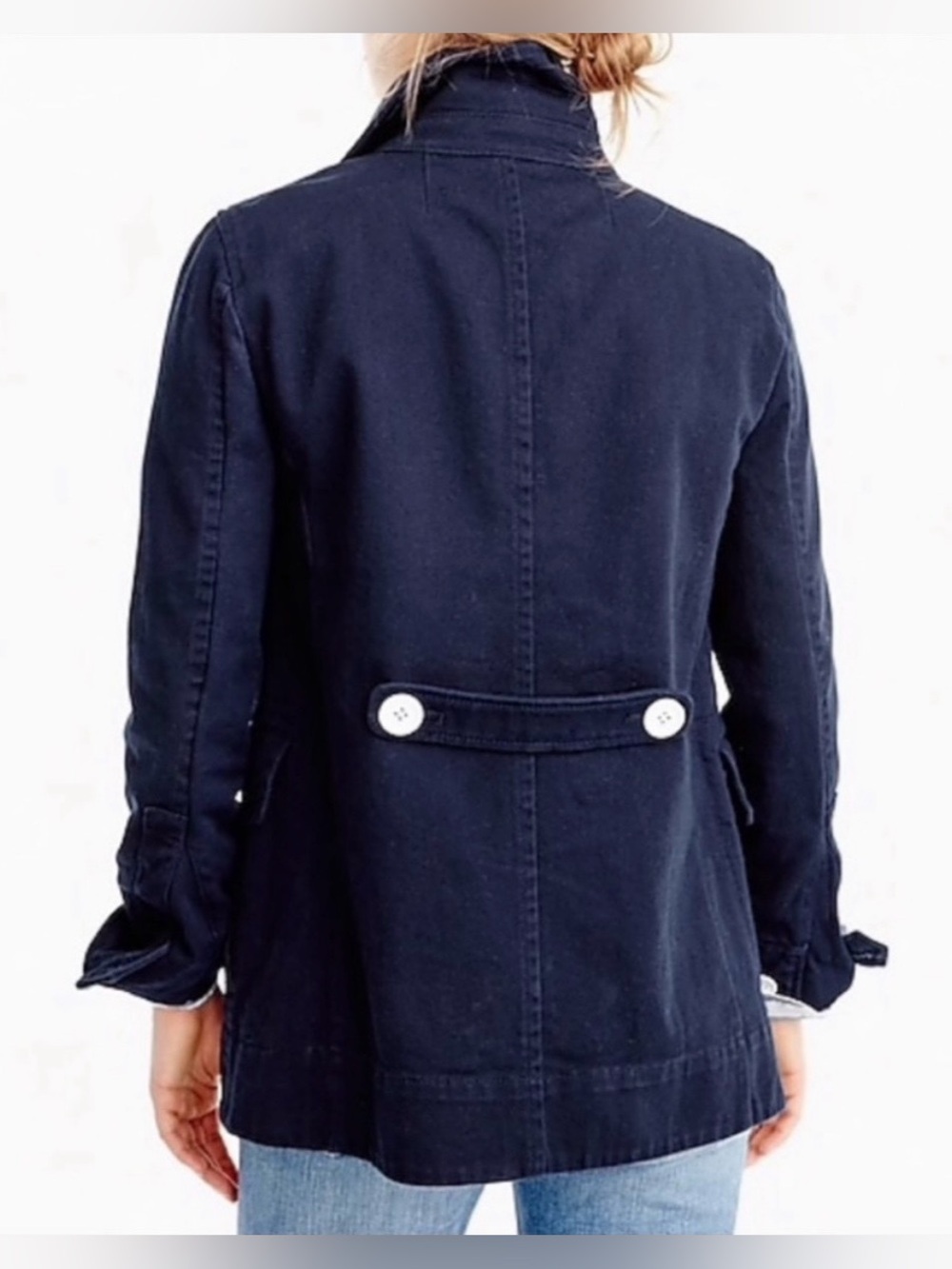 J. CREW • Navy/White Heavyweight Cotton Twill Double-Breasted Peacoat, 6 - Picture 2 of 14
